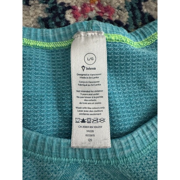 Ivivva Fly Tech‎ Long Sleeve Top Teal Thumb holes Sporty Athleisure Size Large - Picture 3 of 6